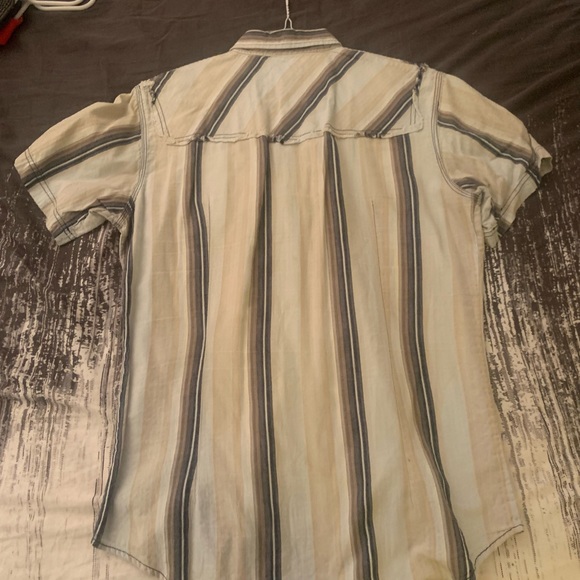 Light Blue “Kinda Western” 7 Diamonds Short Sleeve Snap Button Shirt - Picture 2 of 4